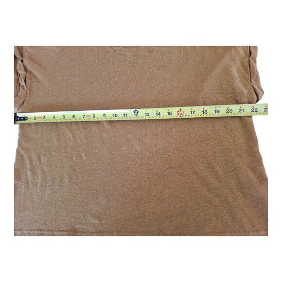 J Crew 100% Linen Tee Women's XL T Shirt Mustard Olive Green L4596 Roll Sleeves - Picture 7 of 8